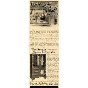 1911 Ad Seeger Refrigerator Railroad Refrigeration   Original Print Ad