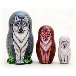 Wolf Pack Nesting Doll 3pc./3.