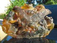 Green Mexican Amber Frog Carving Chiapas  