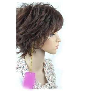   Fashion Lady Cool Imitate Wig Short DARK BROWN Curly Wigs JF010033