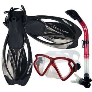 Snorkeling Scuba Dive Mask Dry Snorkel Fins Gear Set 