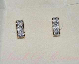 18K Gold over Solid Sterling Silver Earrings Genuine Diamond Chips 