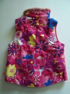 The Childrens Place Girl Pink Funky Floral Fleece Lined Vest Jacket 7 