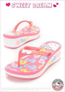 Sanrio Hello Kitty Ladys Slippers Flip Flops Low Heels Black, Pink 