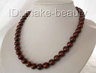   round chocolate freshwater cultured pearl necklace silver clasp  