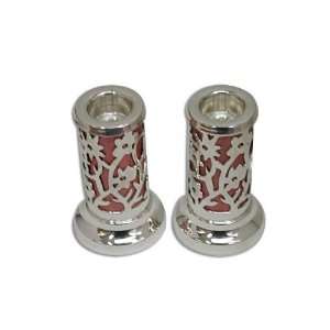   Candlesticks in Red Cut Out Floral Design (Mini)