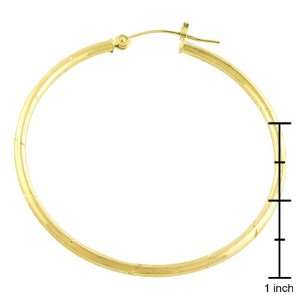    Stunning 14 Karat Yellow Gold Slashed Hoop Earrings Jewelry