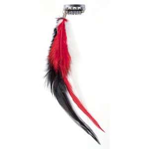  Feather Clip in Hair Extension   Red/White/Black 