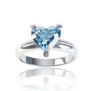   Silver 3.12Ct Sky Blue Topaz Heart Ring Size 6 Jian London Jewelry