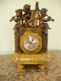 Louis XVI French Empire Empress Alexandra Cherubs Statue Mantel Clock 