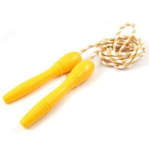   Exercise Striped Rubber Band Yellow Plastic Handle Skipping Jump Rope