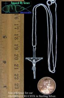 Sterling Silver Oxidized Crucifix Cross Necklace  