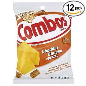 Combos Cheddar Cheese Pretzel Baked Snacks, 7 Ounce (Pack of 12 