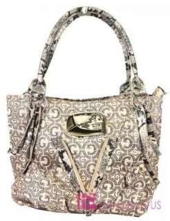 Designer Inspired GLITTER SIGNATURE G Snakeskin Tote Purse Bag Handbag 