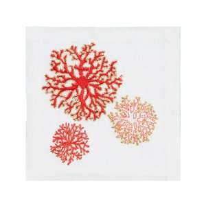  Coral Round Cocktail Napkins   Set of 6 