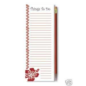  Hawaii Note and List Pad Hibiscus Red & White List 