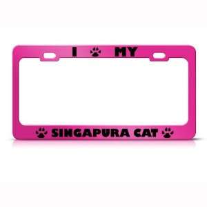  Singapura Cat Pink Animal Metal license plate frame Tag 