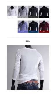 Mens Urban Fashion Cowl Neck Silket Long Sleeved T Shirt Top One Size 