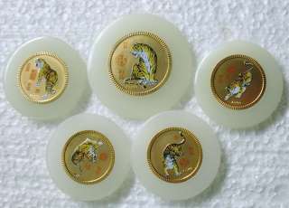 fine set of tiger collection gold with jade coins 2010  