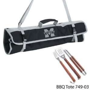   State Bulldogs Deluxe Wooden BBQ Grill Set
