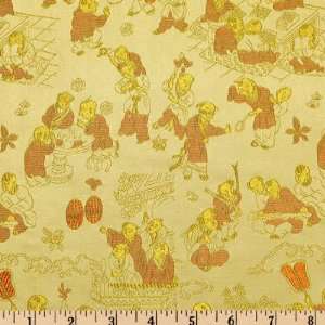  29 Wide Chinese Silk Brocade Men Tan Fabric By The Yard 