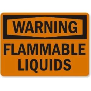  Warning Flammable Liquids Plastic Sign, 14 x 10 Office 