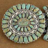 Navajo JWilliams Sterling XLG Grn Turquoise Concho Belt  