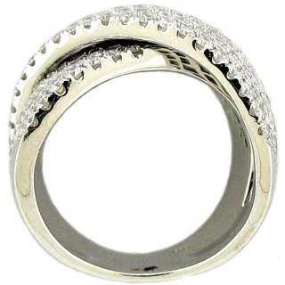 4Ctw Right Hand X Design Round Diamond Wide Ring 14k WG  