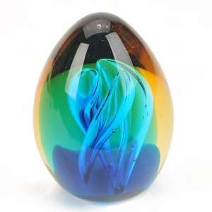  Murano Paperweight Odyssey Oval with Yellow Sterms