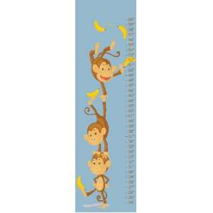  Monkey Baby Blue Canvas Growth Chart Baby