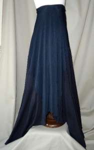 DONNA KARAN Long Black Asymmetrical Skirt 25 W Sz XS  