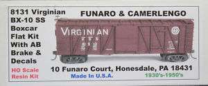   VGN BX 10 Wood Side Single Sheathed Boxcar VIRGINIAN Resin Kit  