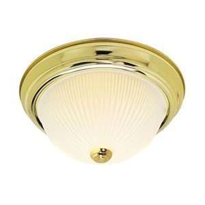 Nuvo SF76/134 15 Inch Polished Brass Flush Dome with Frosted Ribbed 