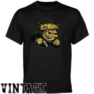  Wichita State Shockers Black Distressed Logo T shirt 