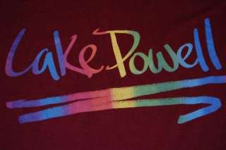 Vintage Lake Powell Utah Arizona T Shirt Rainbow Small Maroon  