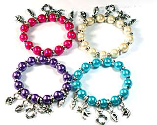 z995x Lots 4pcs Chic Woman Loose Beads Elastic Stretch Dolphin Dangle 