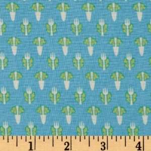   Trowel & Fork Turquoise Fabric By The Yard Arts, Crafts & Sewing