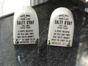 Vintage Ceramic Grave Stone Salt & Pepper Shakers  