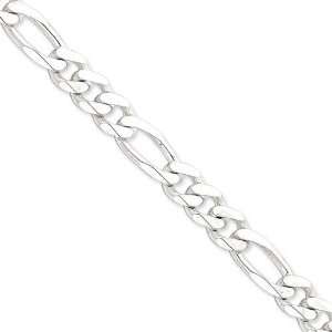  Sterling Silver 20 inch 10.75 mm Figaro Chain Necklace in 