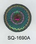 Pink Gem Sequin Circle Embroidery Applique Patch  