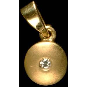  Small Circular Pendant with Central Diamond   18 K Gold 