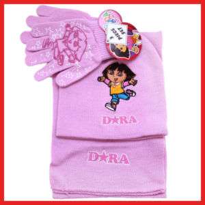 Dora the Explorer Gloves,Beanie, Scarf Set   3pc Pink  