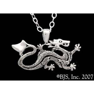 Sterling Silver Ashaman Dragon Necklace TM Ashaman   with 24 rhodium 