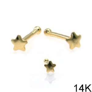    14k Gold Nose Bone Star Design   Sold Individually Jewelry