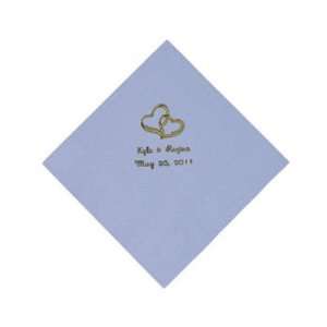 Personalized Gold Two Hearts Luncheon Napkins   Periwinkle   Tableware 