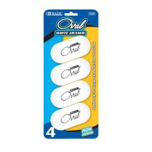  BAZIC White Oval Eraser (4/Pack) Case Pack 72 Electronics