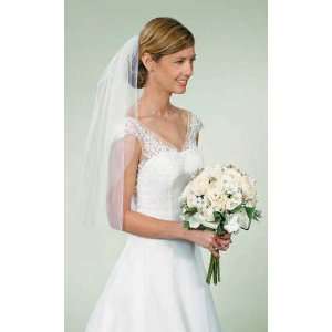  Simple Elegance Cut Edge White Wedding Veil with Comb 