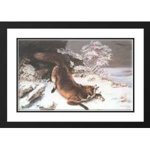  Courbet, Gustave 40x28 Framed and Double Matted The Fox in 