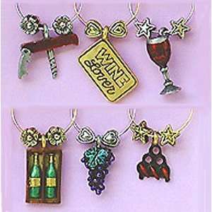  Wine Lover Painted Wine Glass Charms or Wine Markers 