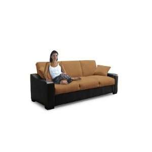   Faux Leather Serta Dream Convertible Sofa in Hazelnut